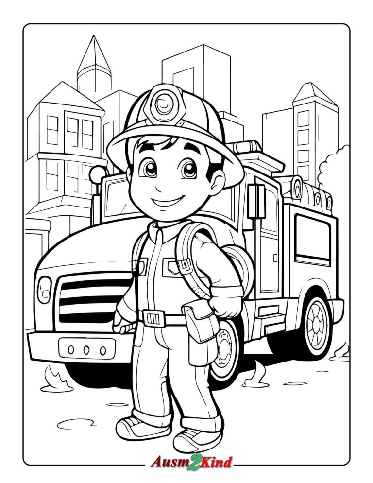 Ausmalbilder Feuerwehrauto für Kinder und Erwachsene