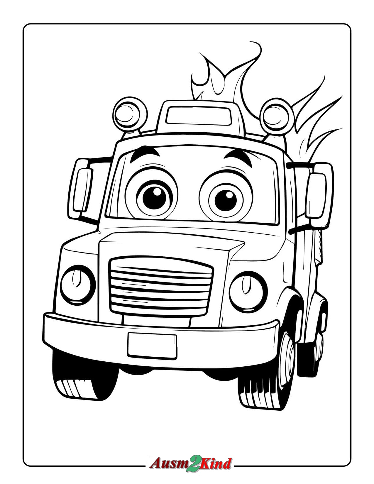 Ausmalbild Feuerwehrauto für Kinder
