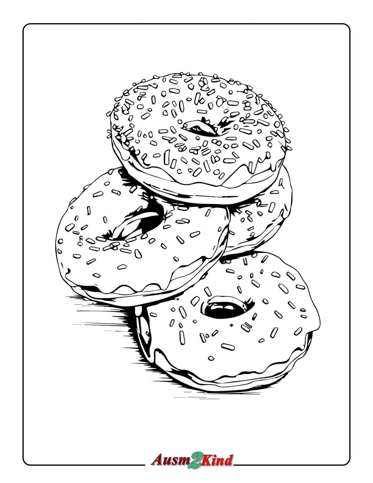 Ausmalbilder Donut Kinder und Erwachsene