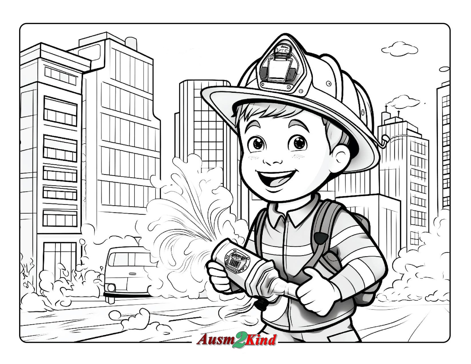 Ausmalbilder Feuerwehrauto für Kinder und Erwachsene