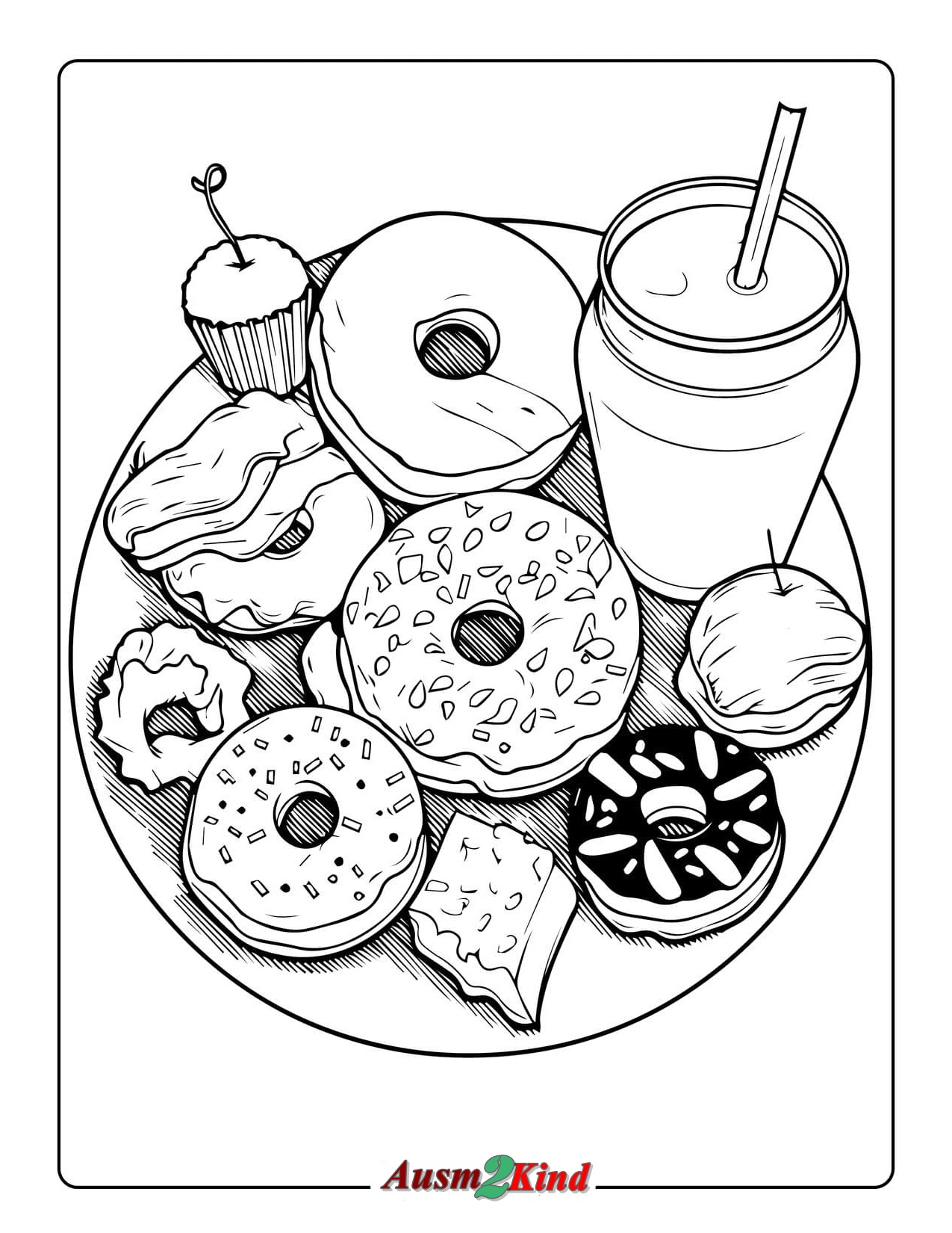 Ausmalbild - Donut Bilder zum Ausdrucken