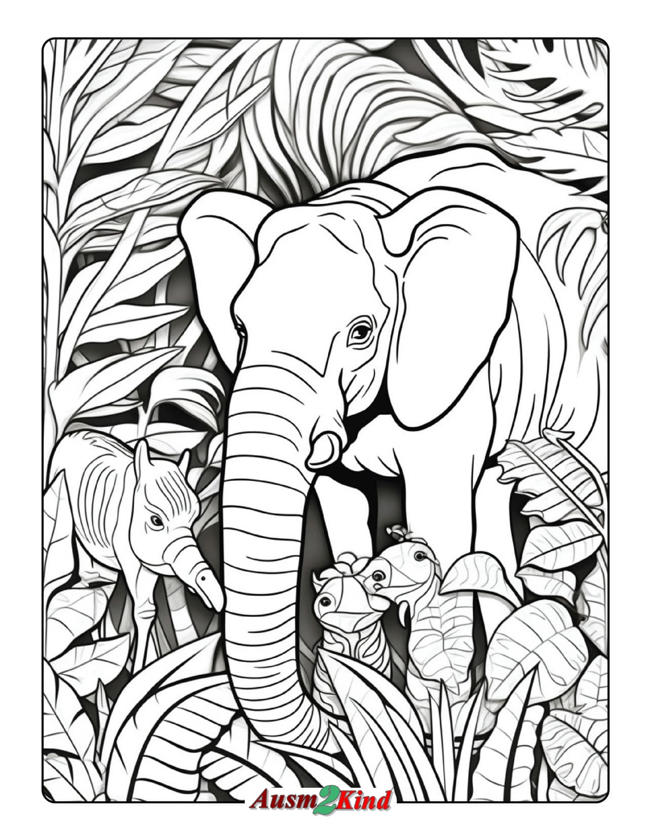 Ausmalbilder Dschungel. 18 Stück Malvorlagen - Drucken
