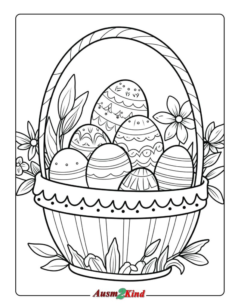 Ausmalbild Ostern mit Ei Kostenlos zum Ausdrucken
