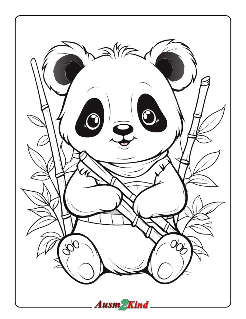 Ausmalbilder Panda. 46 Stück Süße Malvorlagen Pandas mit Tiere