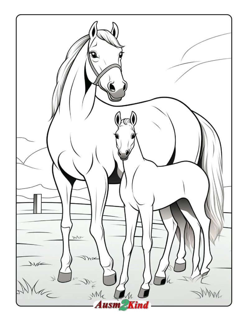Ausmalbilder Pferde. 20 Bilder für Kinder und Erwachsene in hoher ...