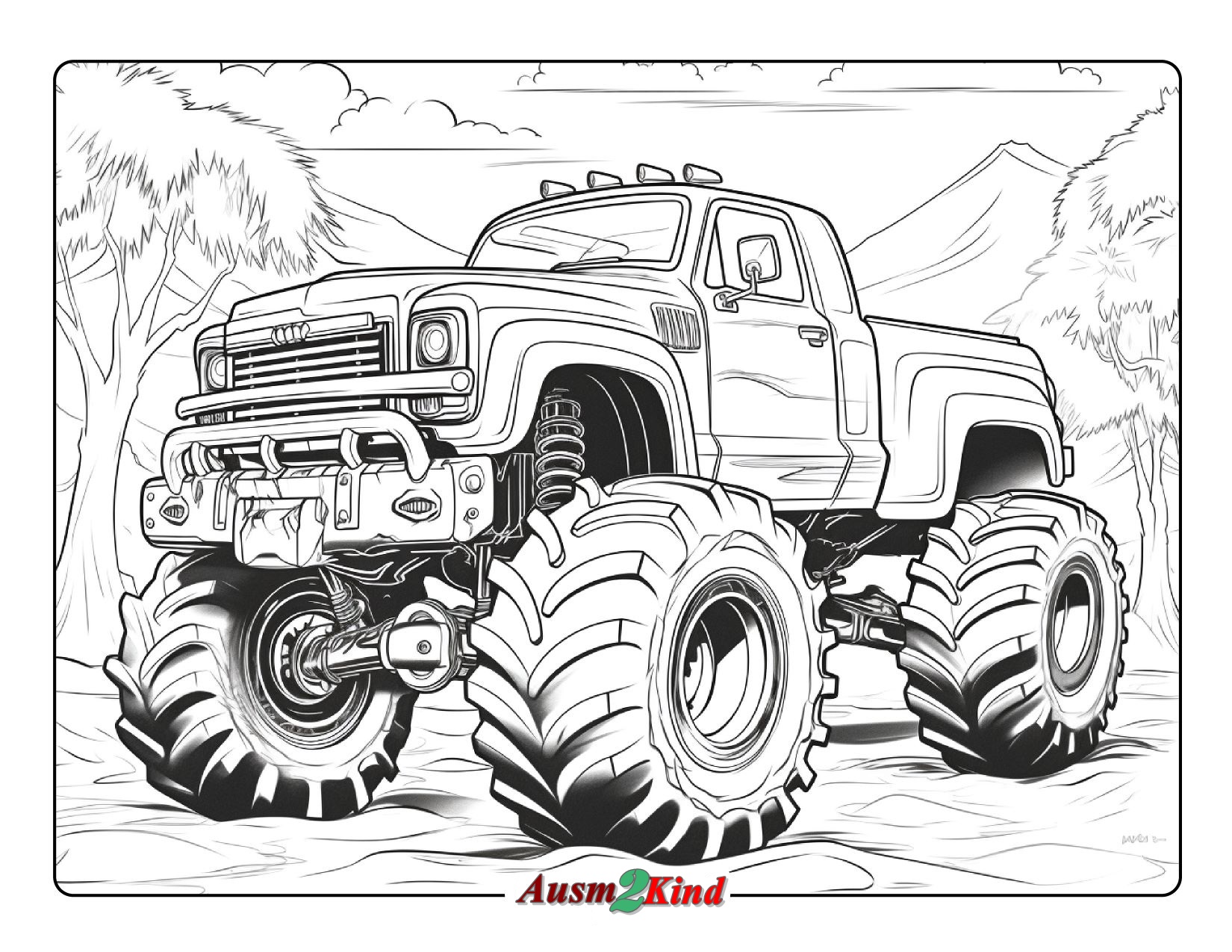 Ausmalbilder Monster Truck für Kleinkinder und Jugendliche