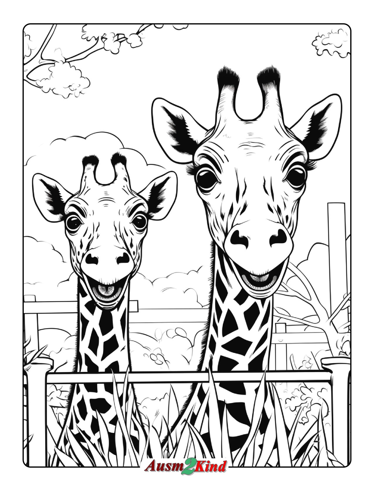 Ausmalbilder Giraffen für Kinder und Erwachsene