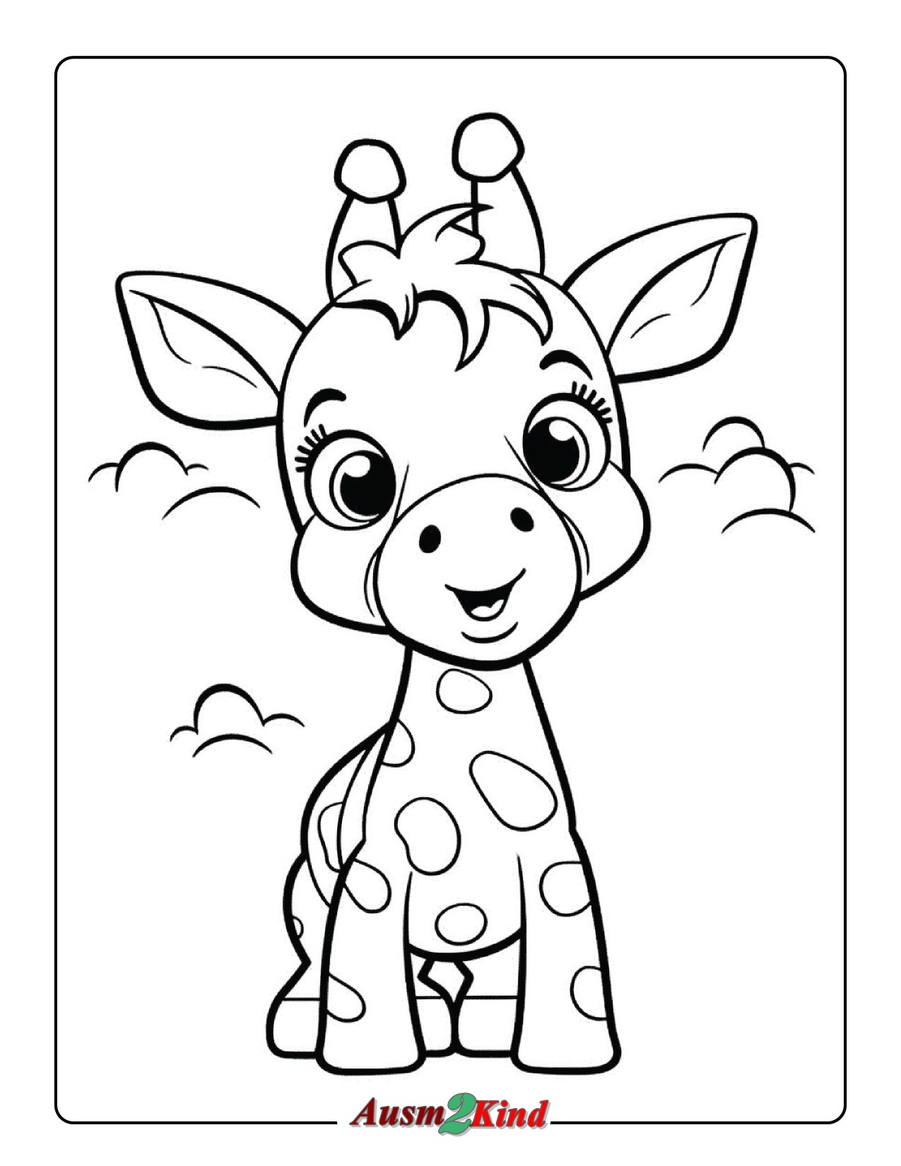 Ausmalbilder Giraffe für Kinder ab 3 Jahren