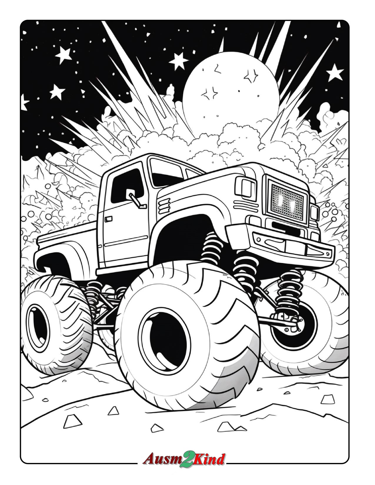 Ausmalbilder Monster Truck. 40 Stück Malvorlagen - Drucken