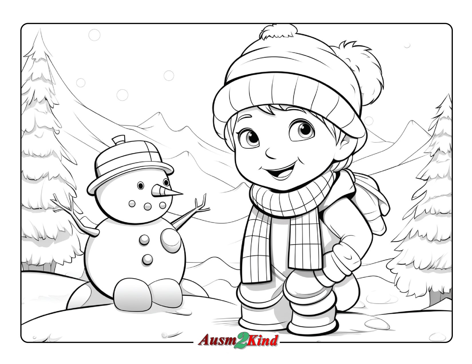 Schneemann Ausmalbild Kostenlos als PDF