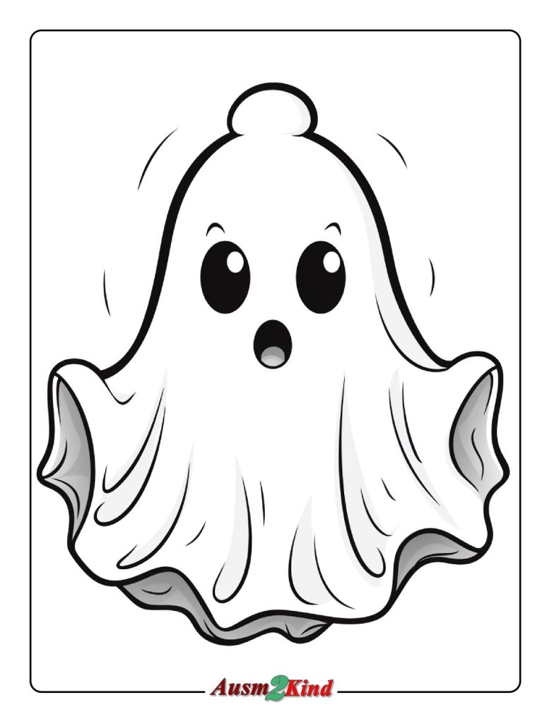 Ausmalbild Halloween Gespenster für Kinder