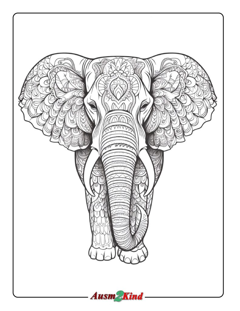 Ausmalbild Mandala Elefant