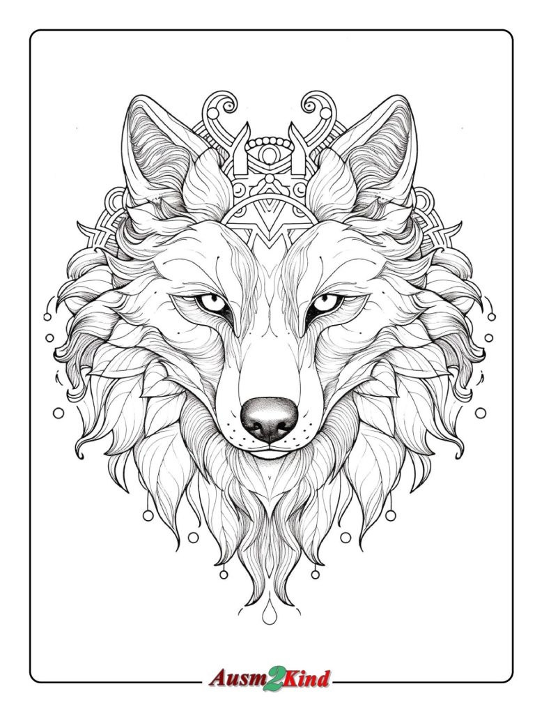 Ausmalbilder Mandala Wolf von Tiere zum Ausdrucken