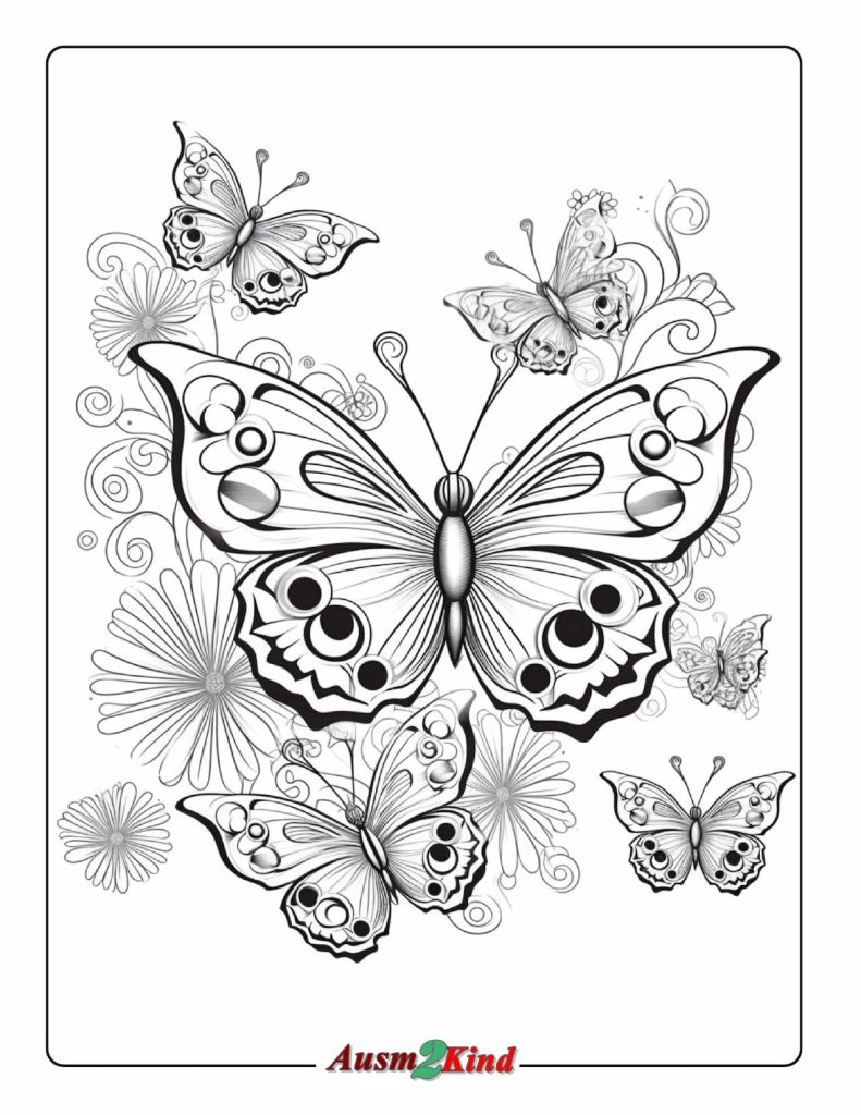 Ausmalbilder Schmetterling. 20 Stück Malvorlagen als PDF