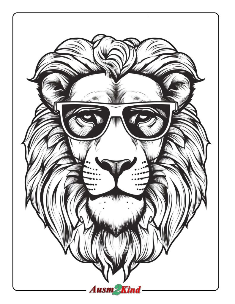 Ausmalbilder Löwe mit Brille