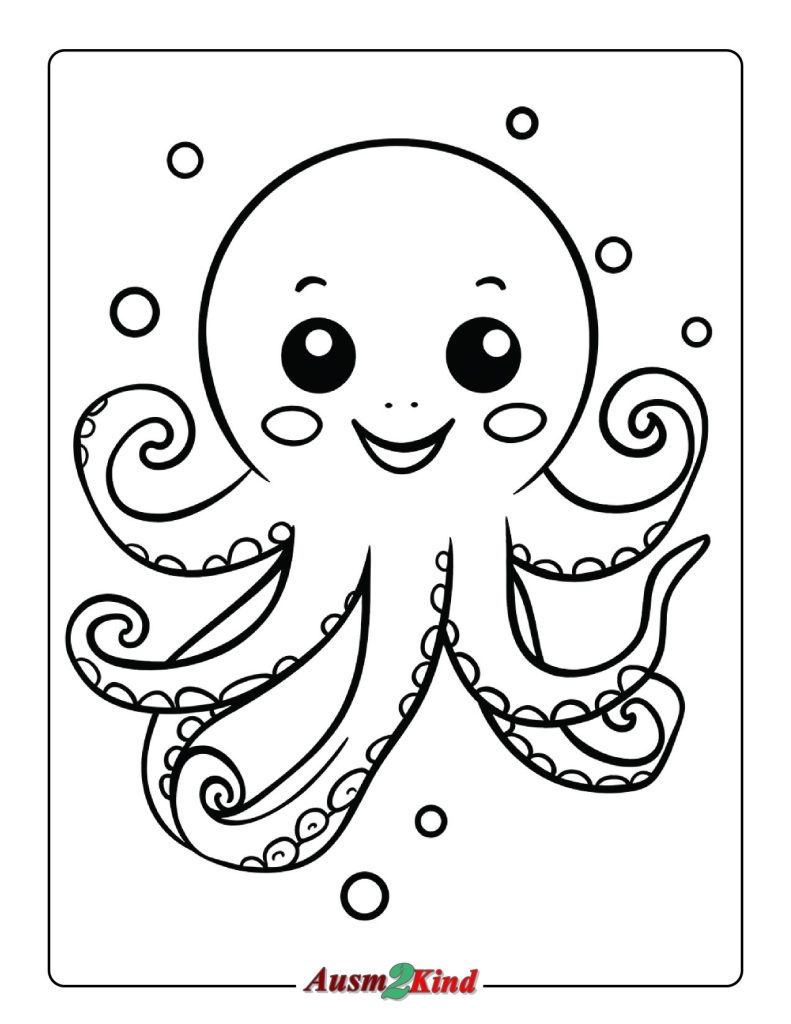Einfach Oktopus Ausmalbild für Kinder