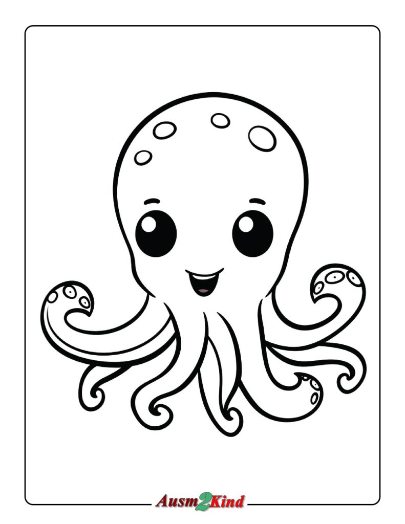 Einfach Oktopus Ausmalbilder für Kinder im Vorschulalter
