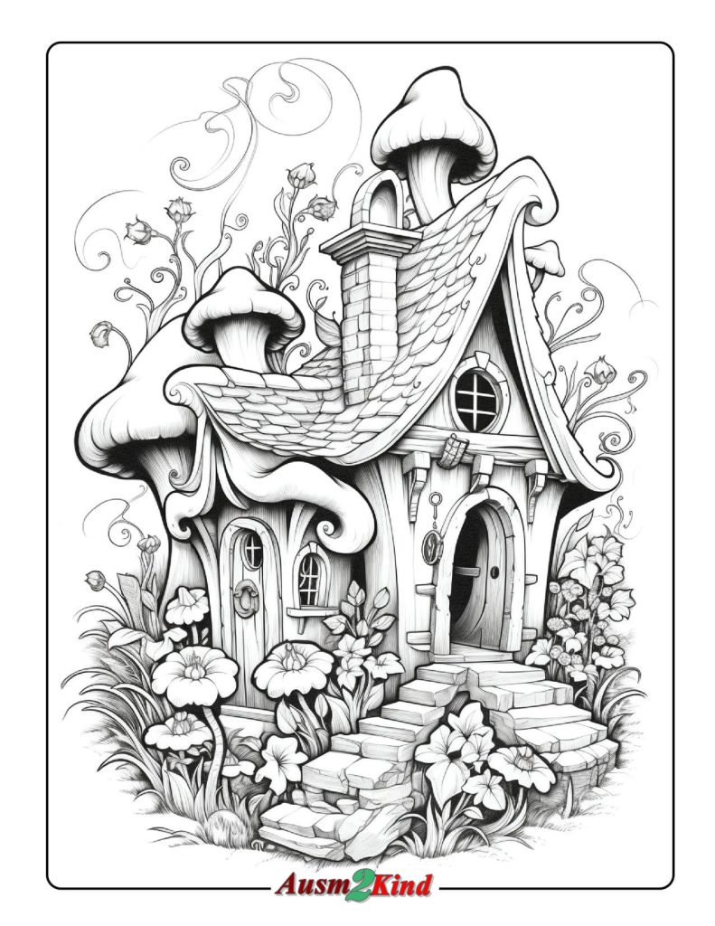 Fantasy Malvorlagen Haus für Kinder