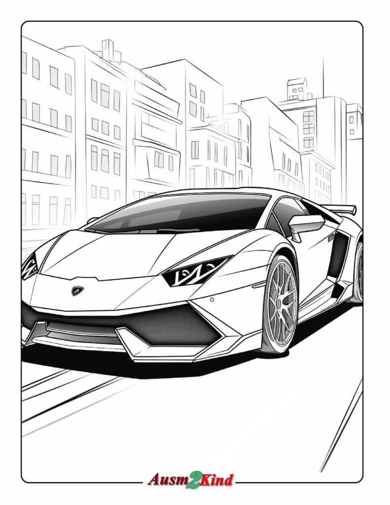 Hochwertige Ausmalbild des Lamborghini Kostenlos