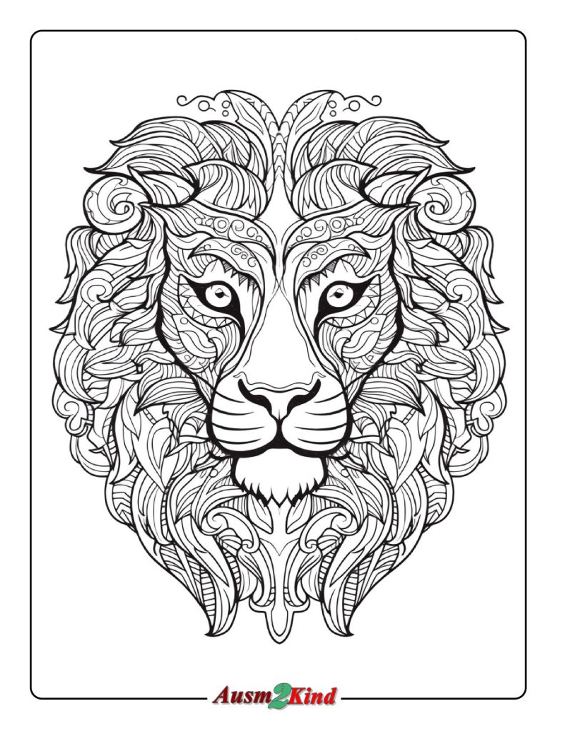 Ausmalbild Mandala Löwe Muster