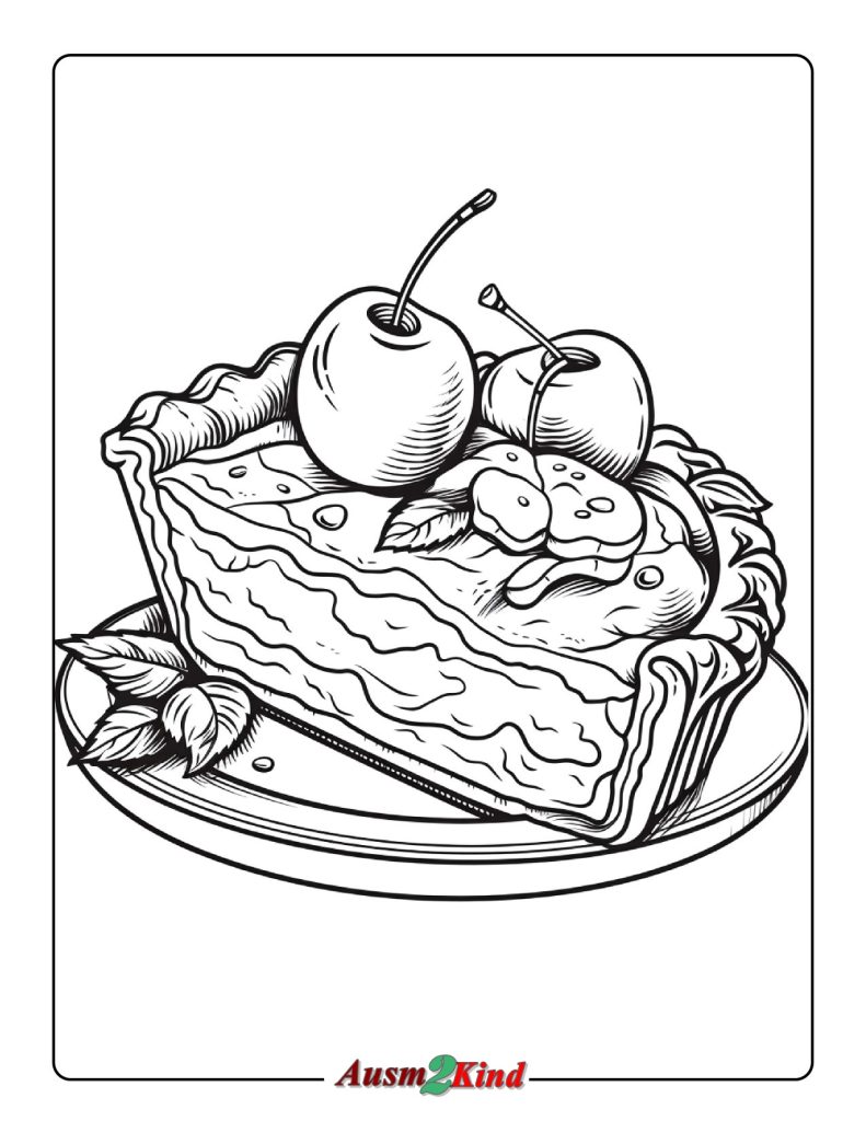 Ausmalbild Obst Kuchen