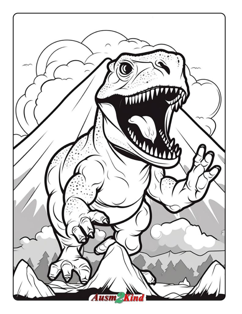 T-Rex Ausmalbild. 18 Stück Malvorlagen Tyrannosaurus Rex