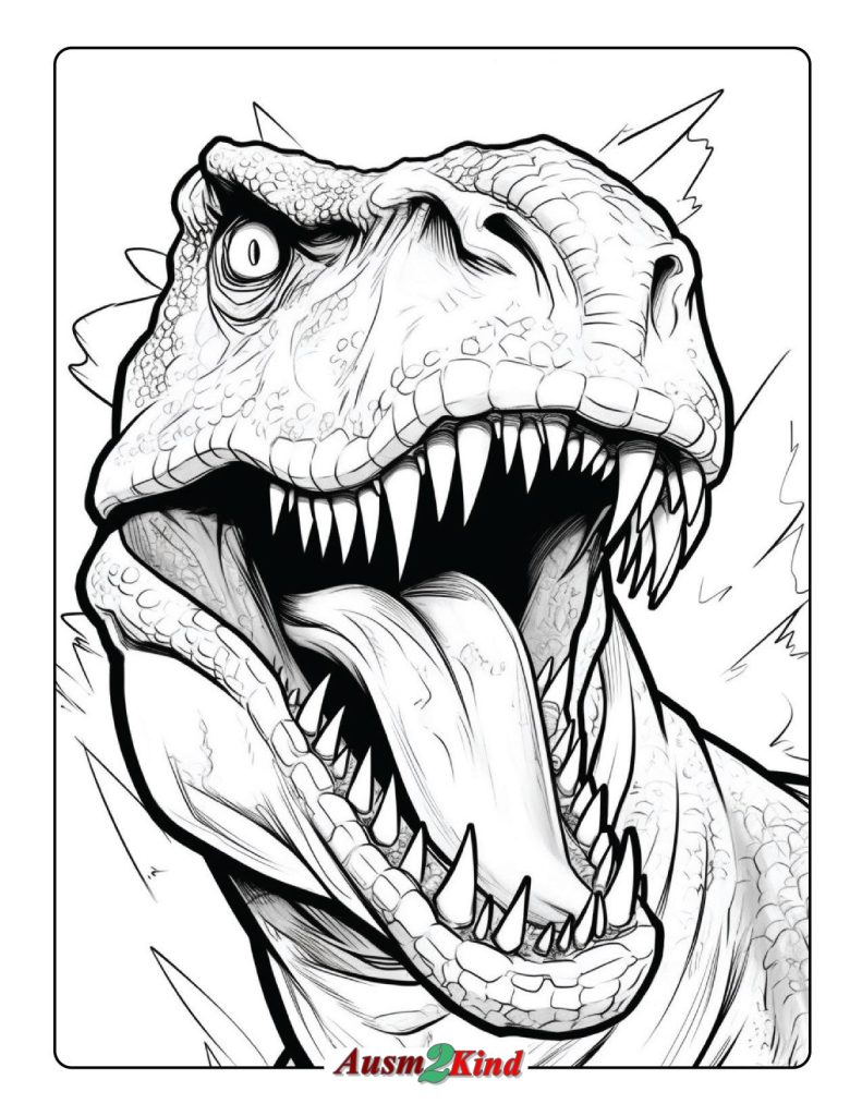 Ausmalbild T-Rex Kopf