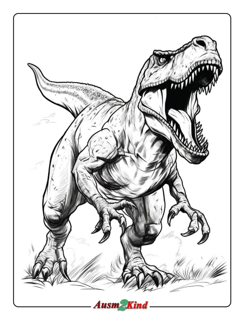 T-Rex Ausmalbild. 18 Stück Malvorlagen Tyrannosaurus Rex
