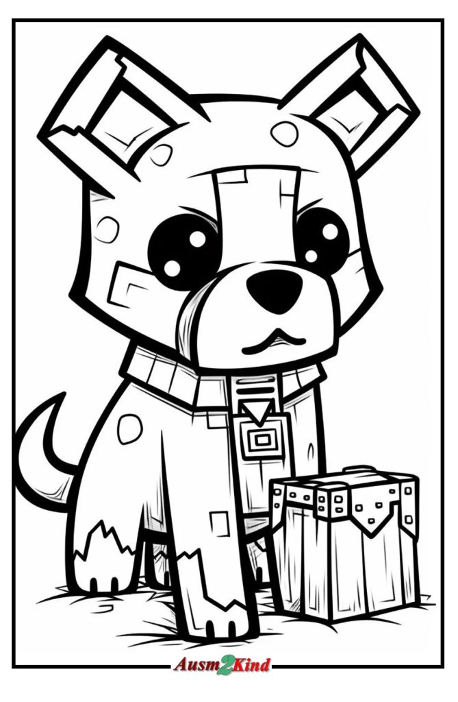 Ausmalbild Minecraft Hund zum Ausdrucken - Kostenlos