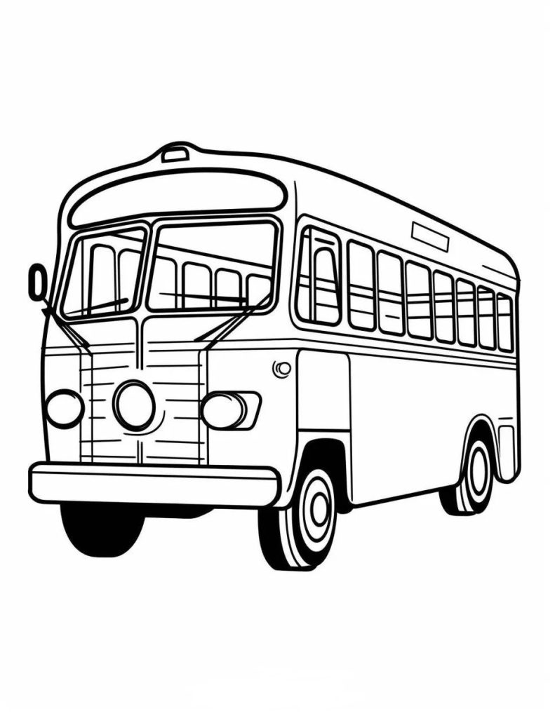 Ausmalbild Minibus Kostenlos zum Ausdrucken