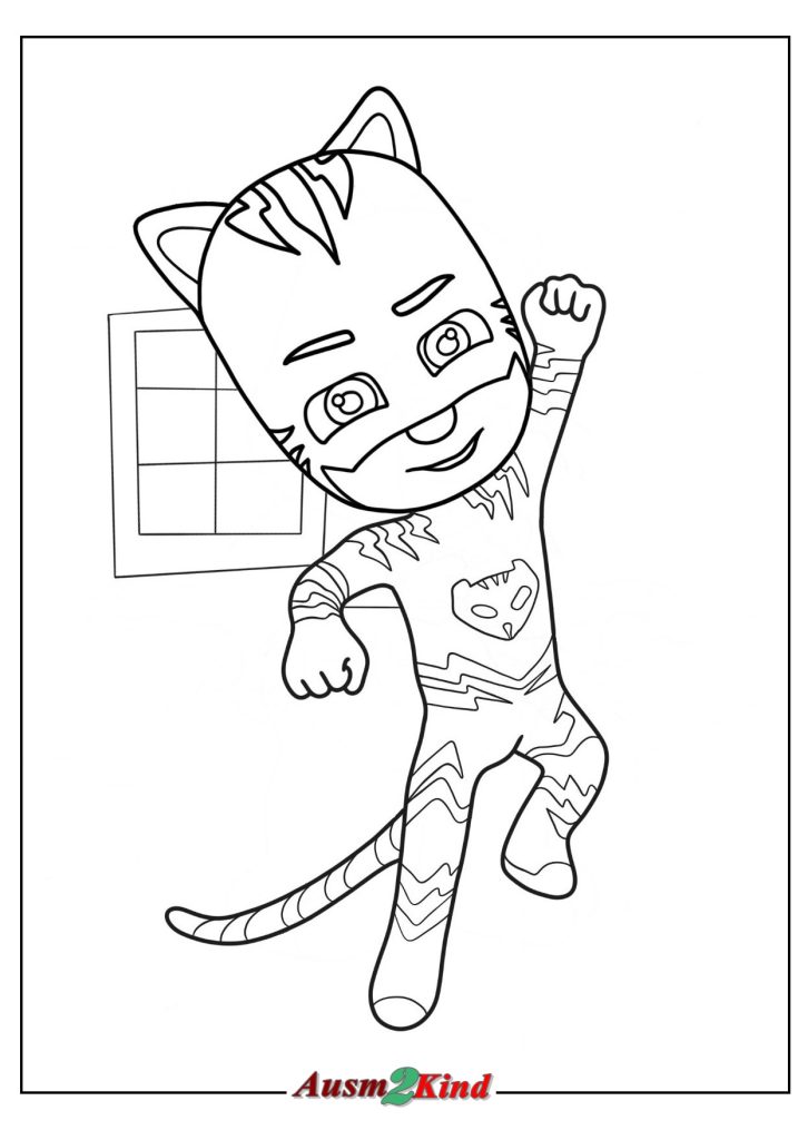 Ausmalbild PJ Masks Catboy Springt