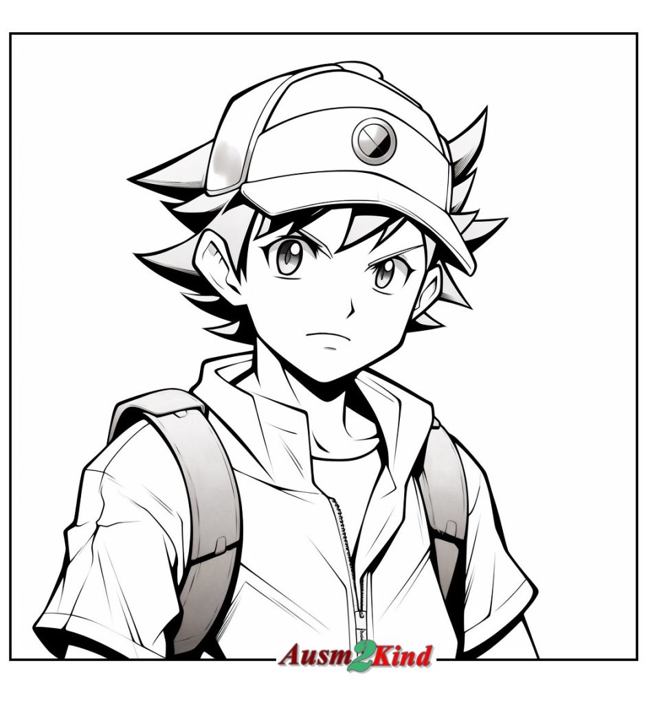 Ausmalbild Pokemon Ash Ketchum