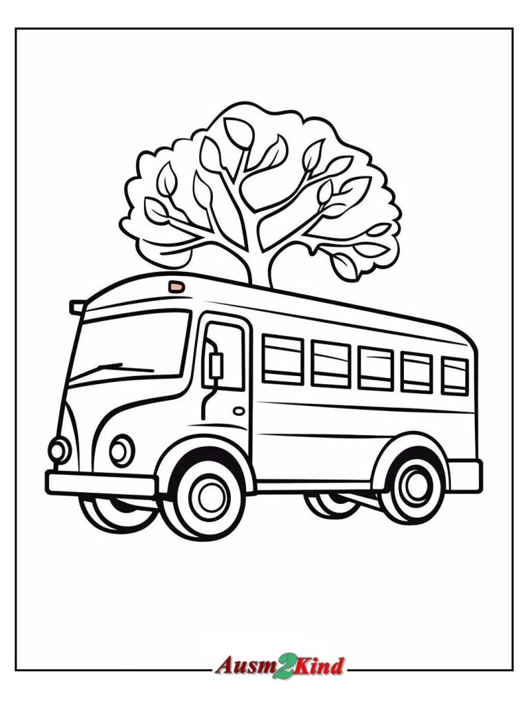 Ausmalbild Schulbus für Kinder 2-3 Jahre