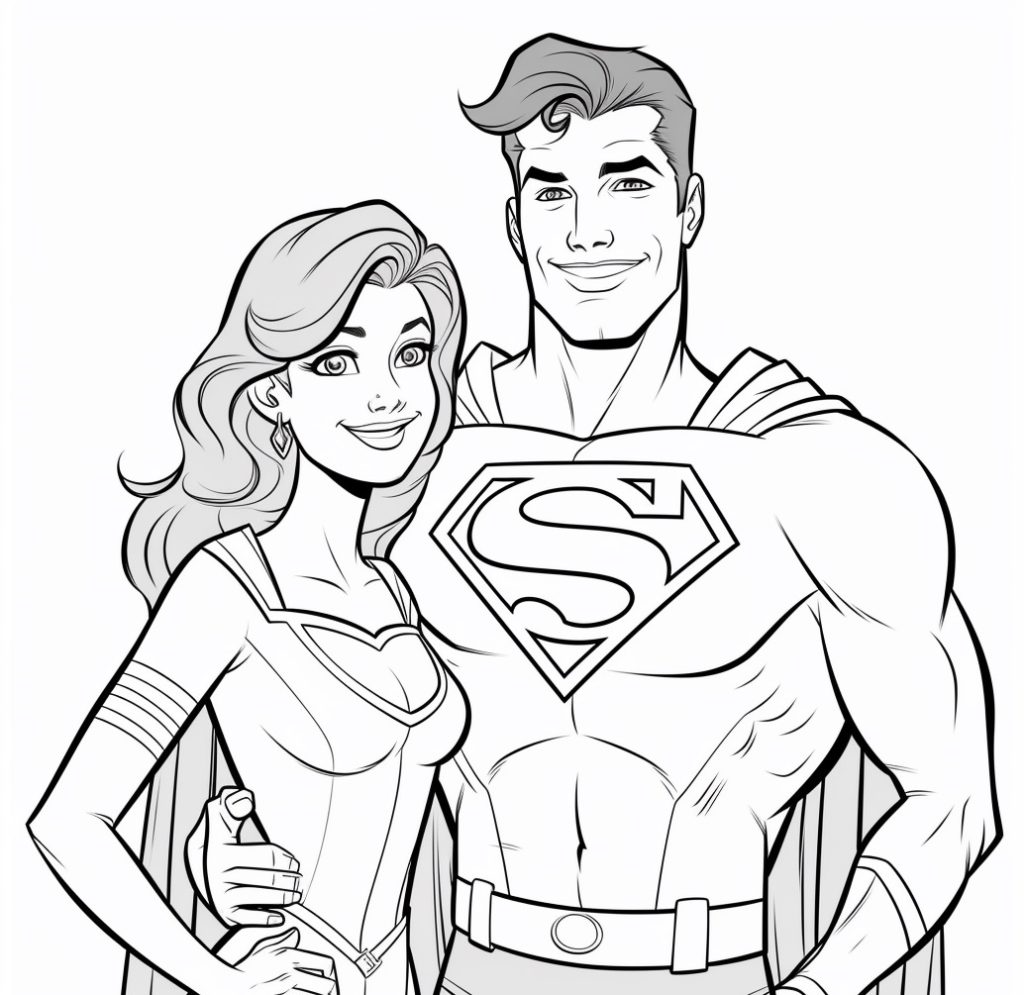 Ausmalbild Superman und Lois Lane Kostenlos zum Ausdrucken