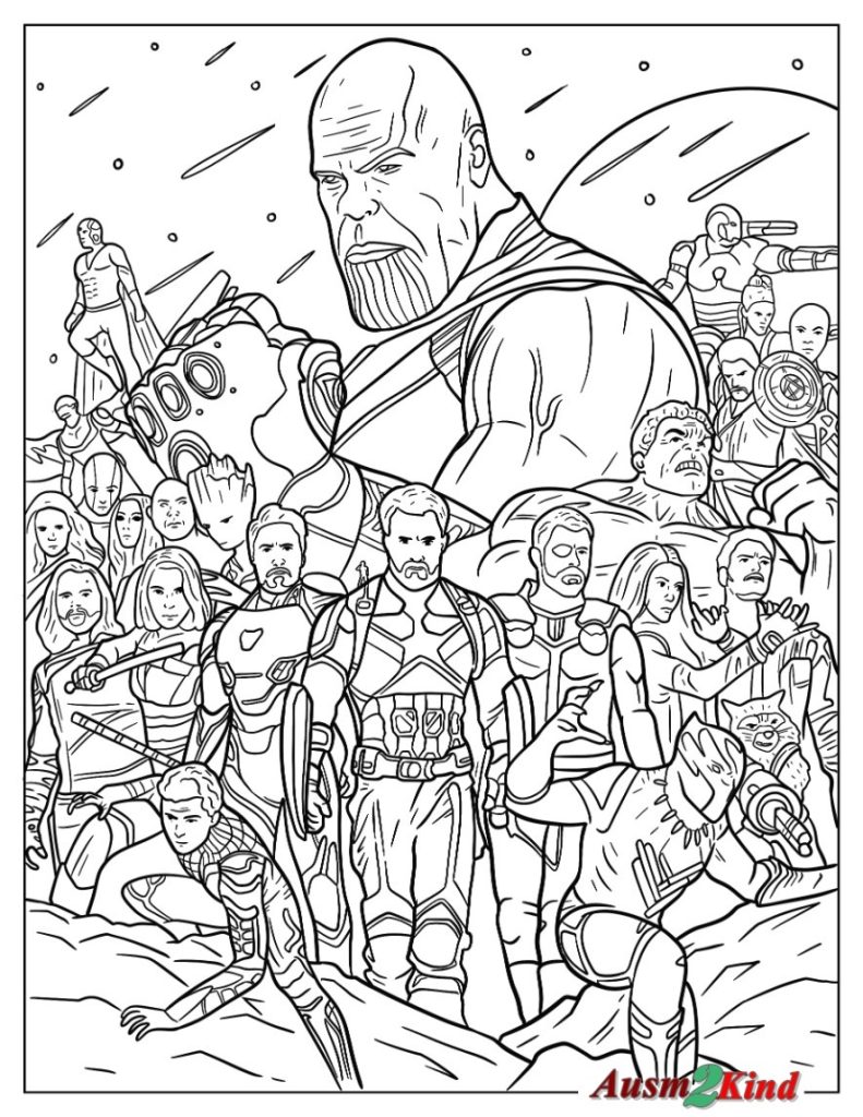 Ausmalbild Thanos Avengers Poster