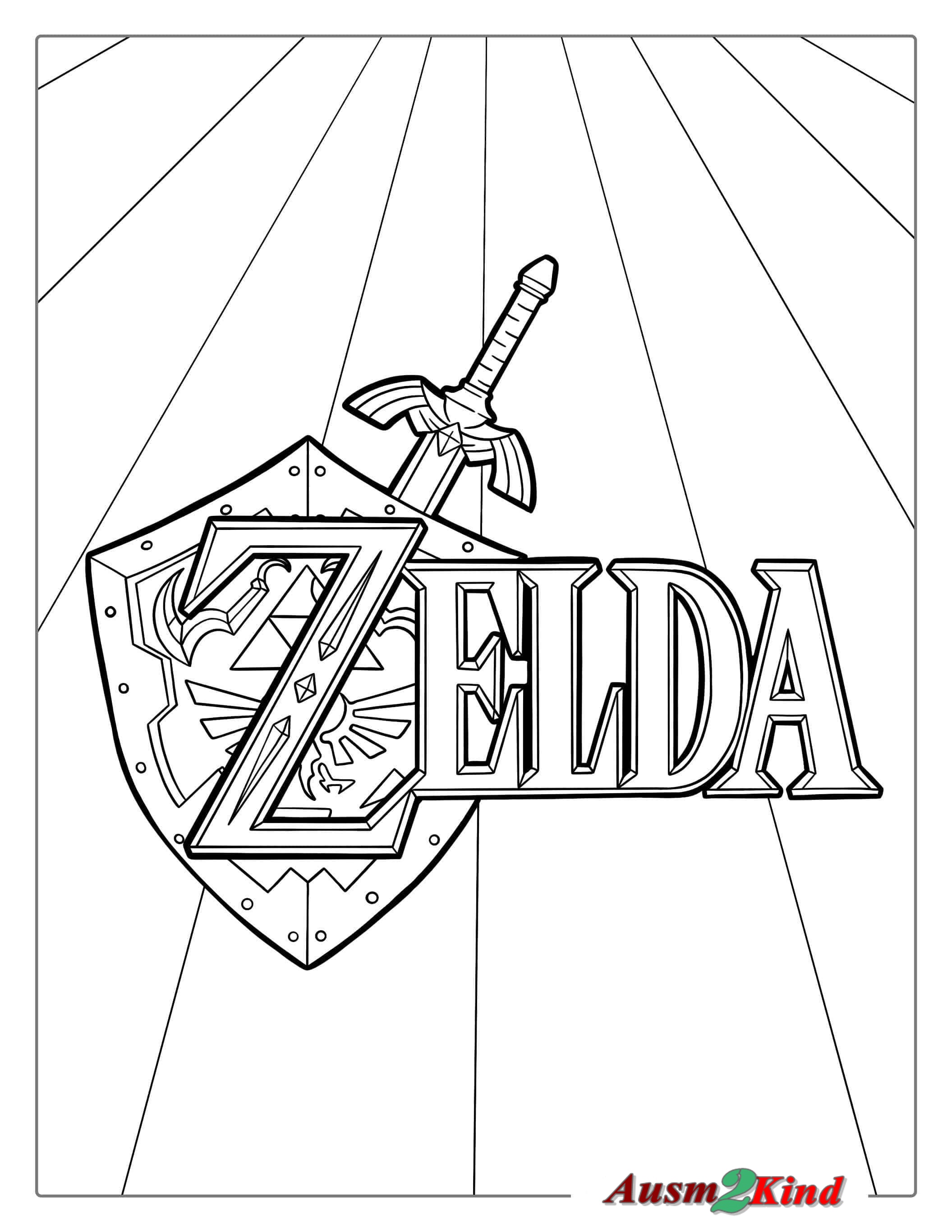 Ausmalbild Zelda Logo Kostenlos als PDF