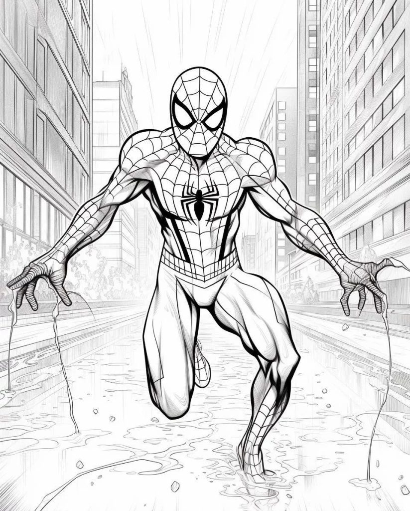 Ausmalbild Spiderman für Erwachsene