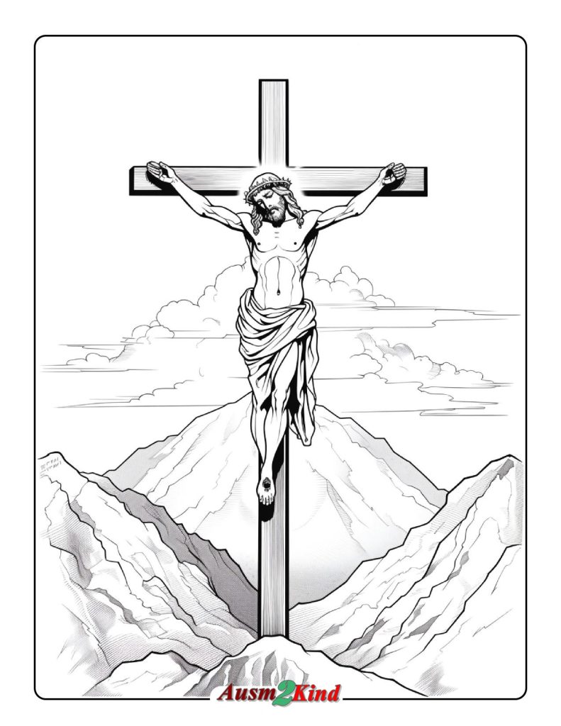 Ausmalbild Jesus am Kreuz 01