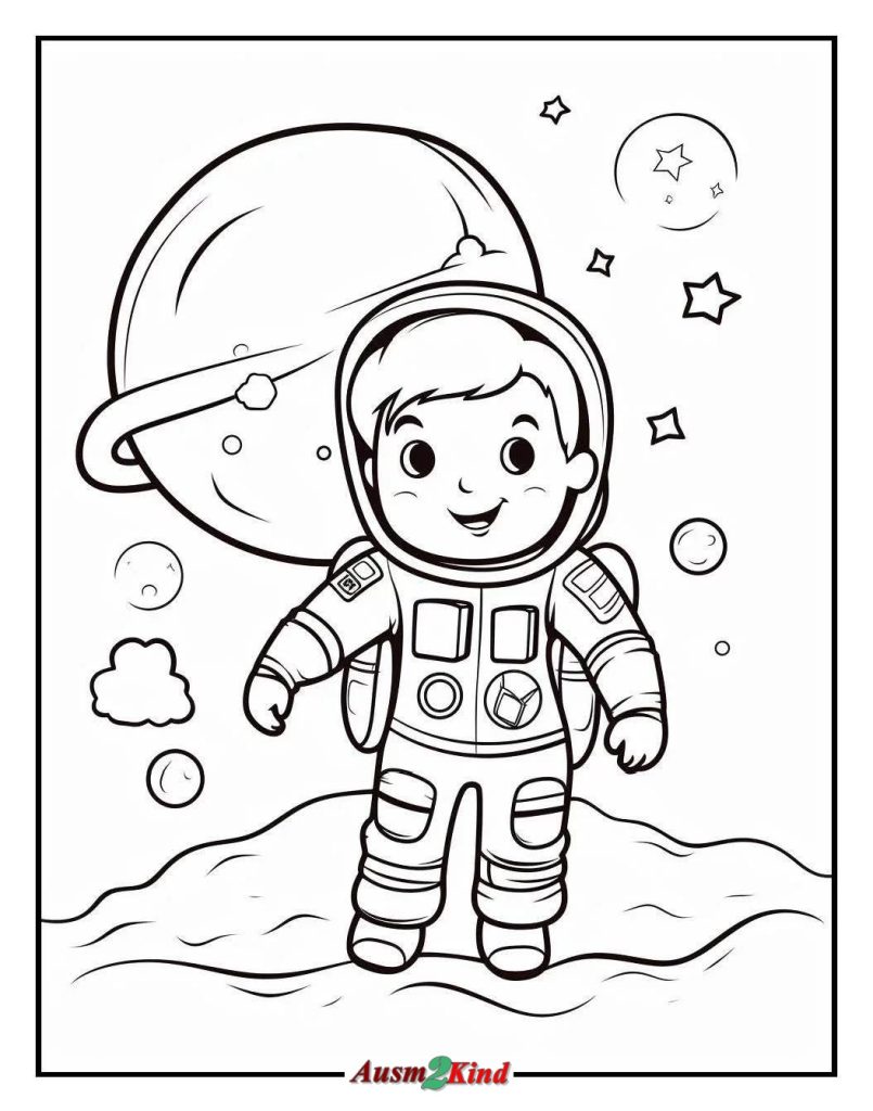 Kleine Astronaut Ausmalbild zum Ausdrucken