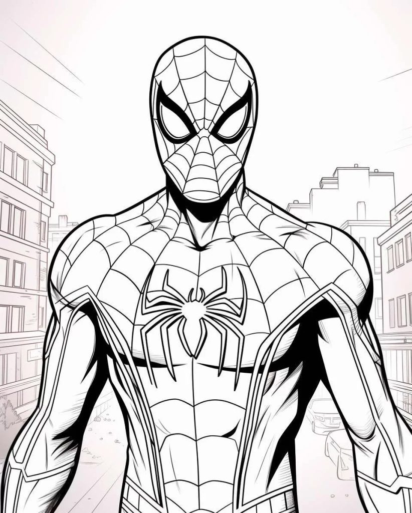 Krieger Spiderman Ausmalbild zum Ausdrucken