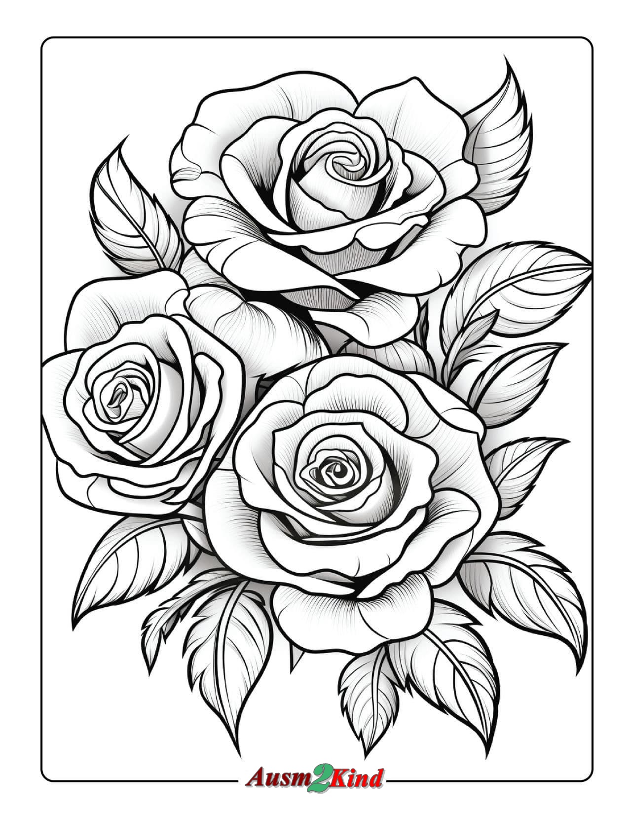 Künstlerische Rose Ausmalbild Kostenlos zum Ausdrucken