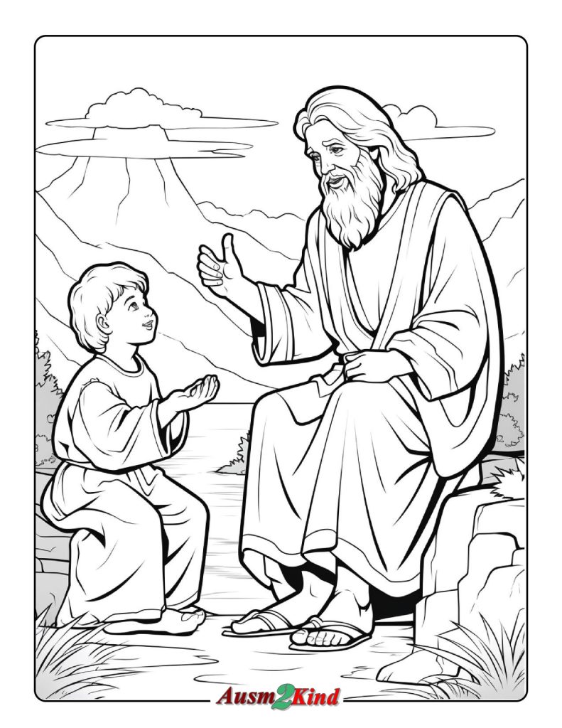 Ausmalbild Jesus Mit Kinder
