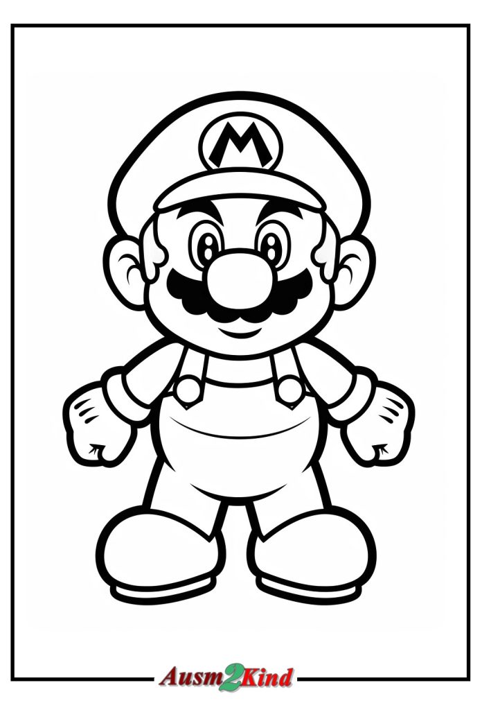 Ausmalbild Mario Porträt für Kinder