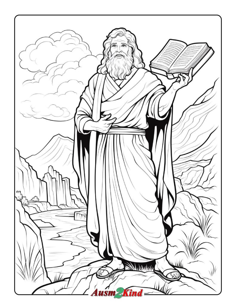 Ausmalbild Moses zum Ausdrucken und Herunterladen