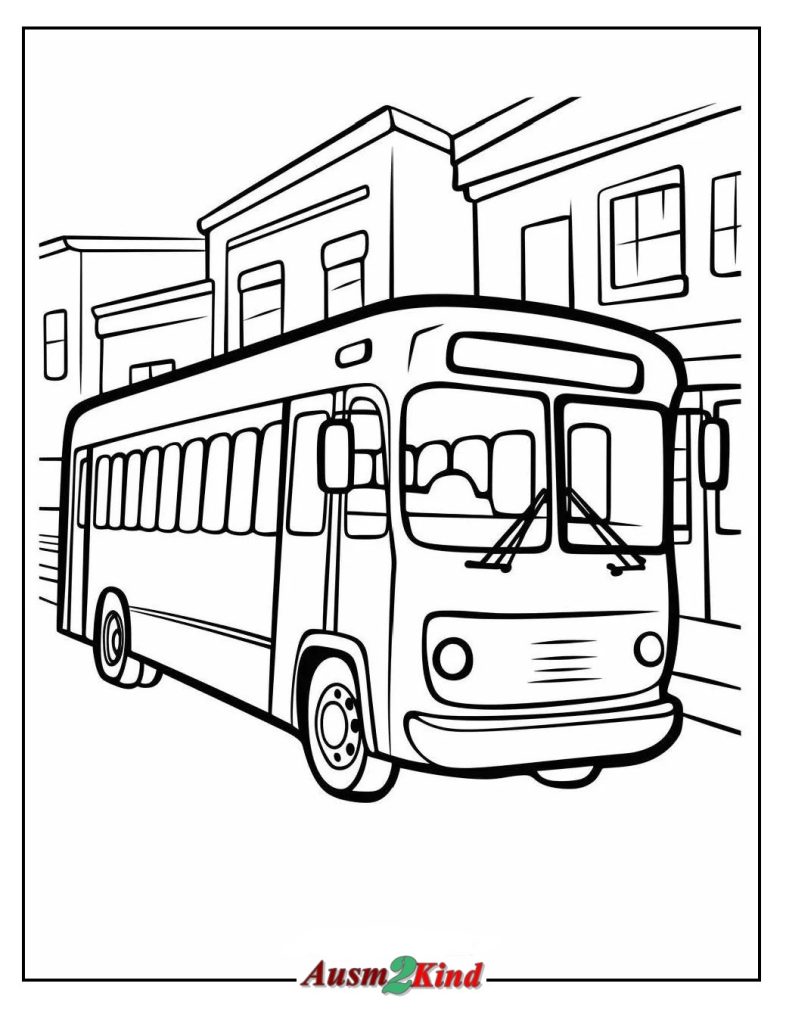 Netter Bus Ausmalbilder für Kinder