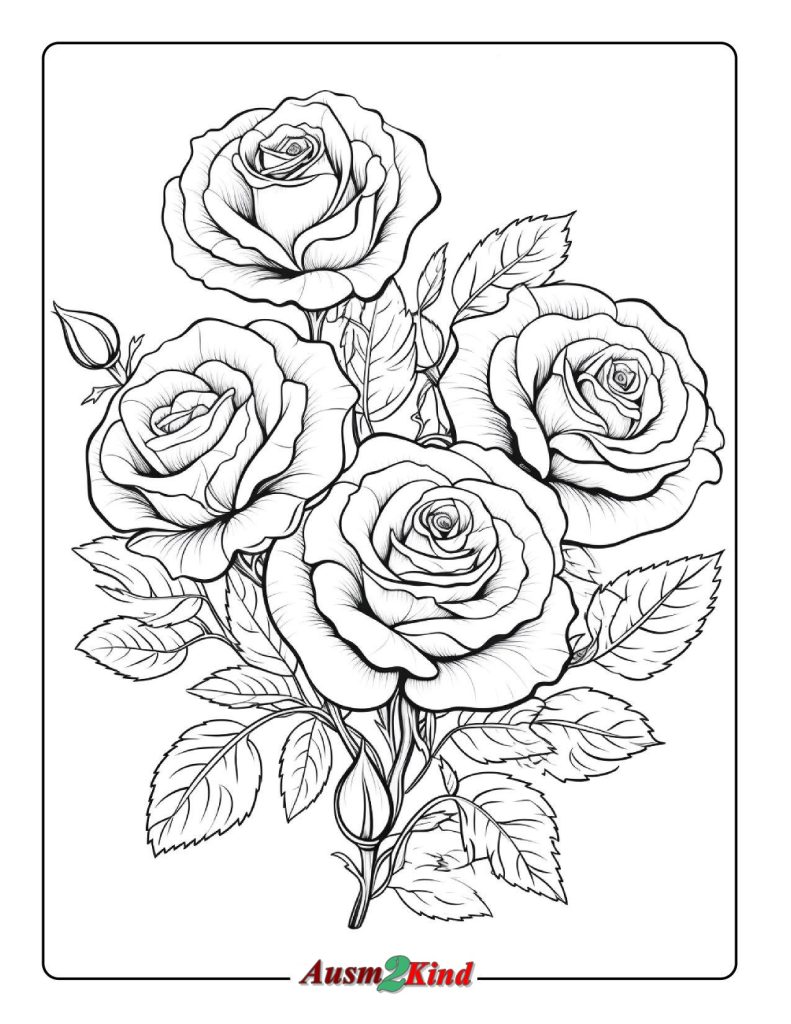 Ausmalbilder Rose. 19 Stück Malvorlagen Blumen - Kostenlos
