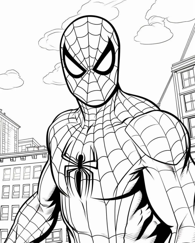 Ausmalbild Spiderman Superhero zum Ausdrucken und Downloaden