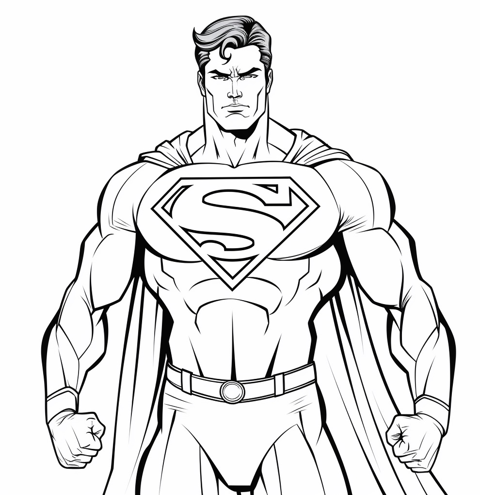 Hochwertiger Ausmalbild Superman zum Ausdrucken und Downloaden