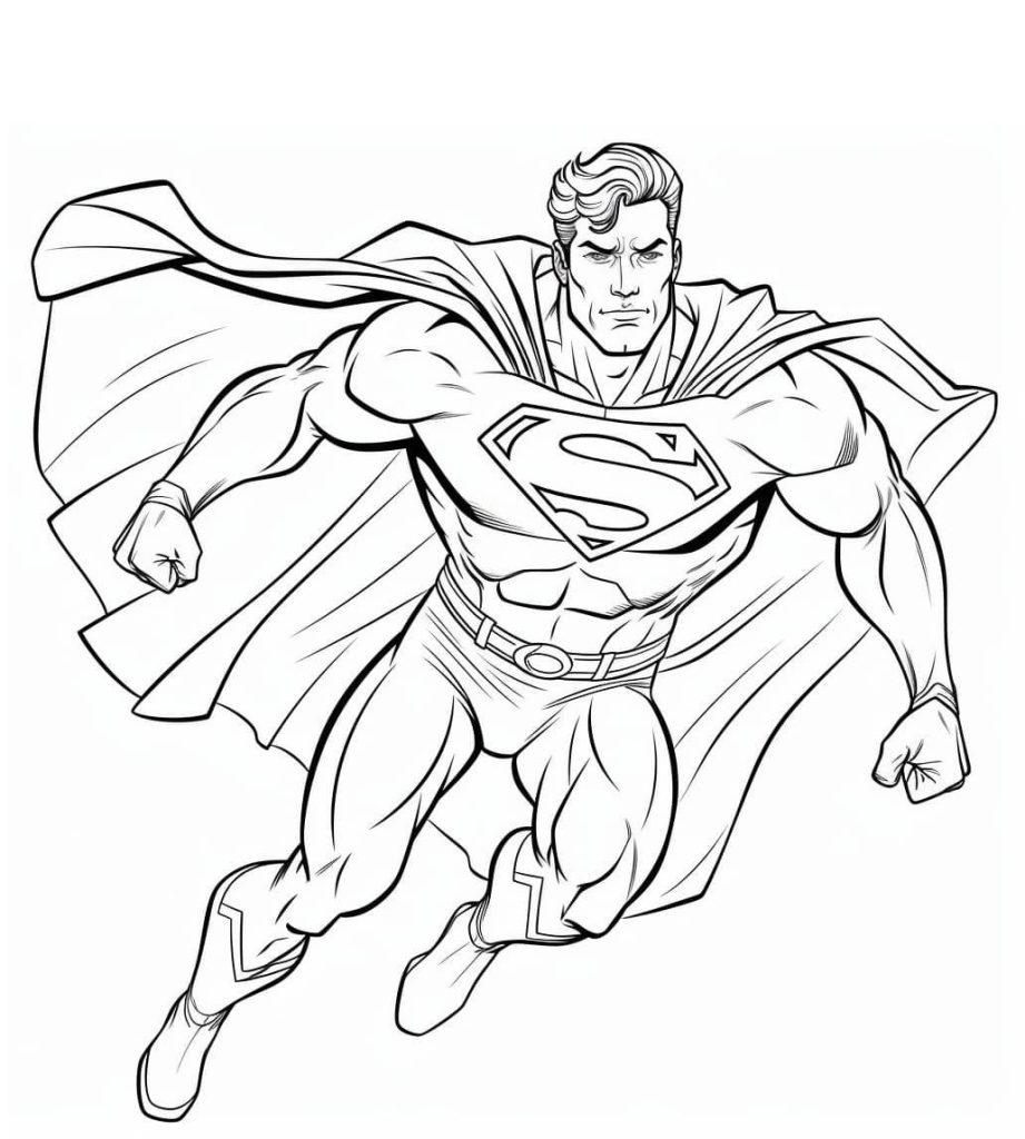 Superman Ausmalbild zum Ausdrucken und Herunterladen