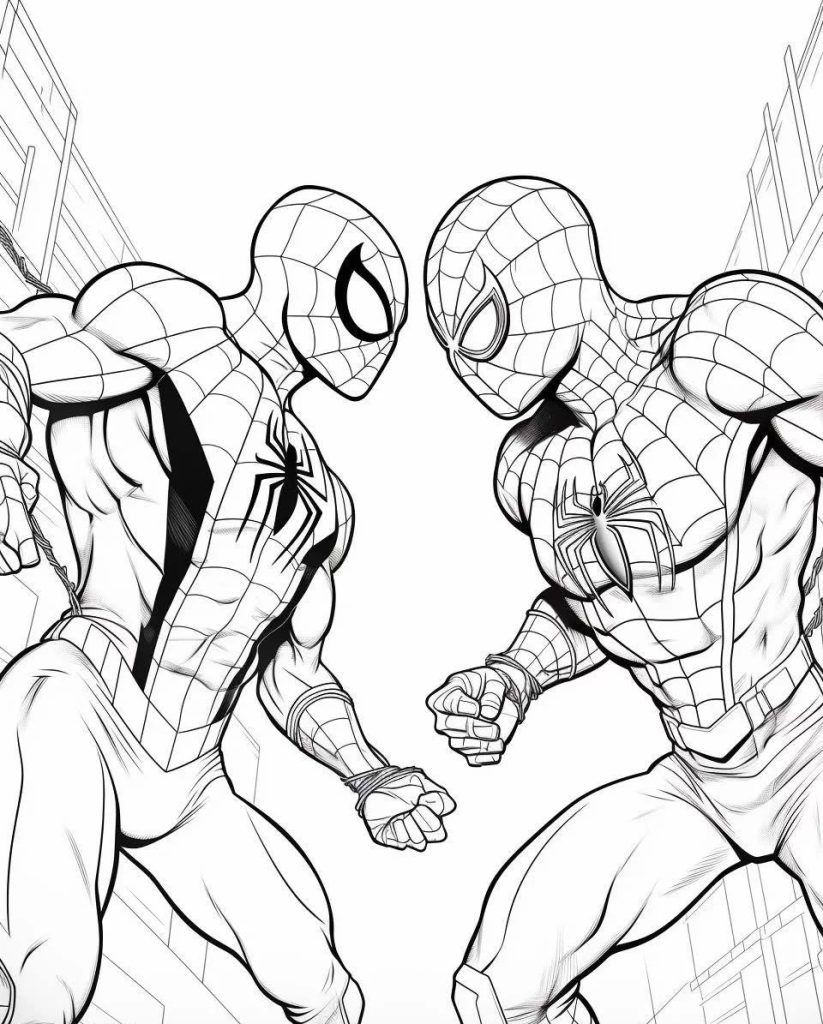 Zwei Spiderman Kämpfer Ausmalbild Kostenlos